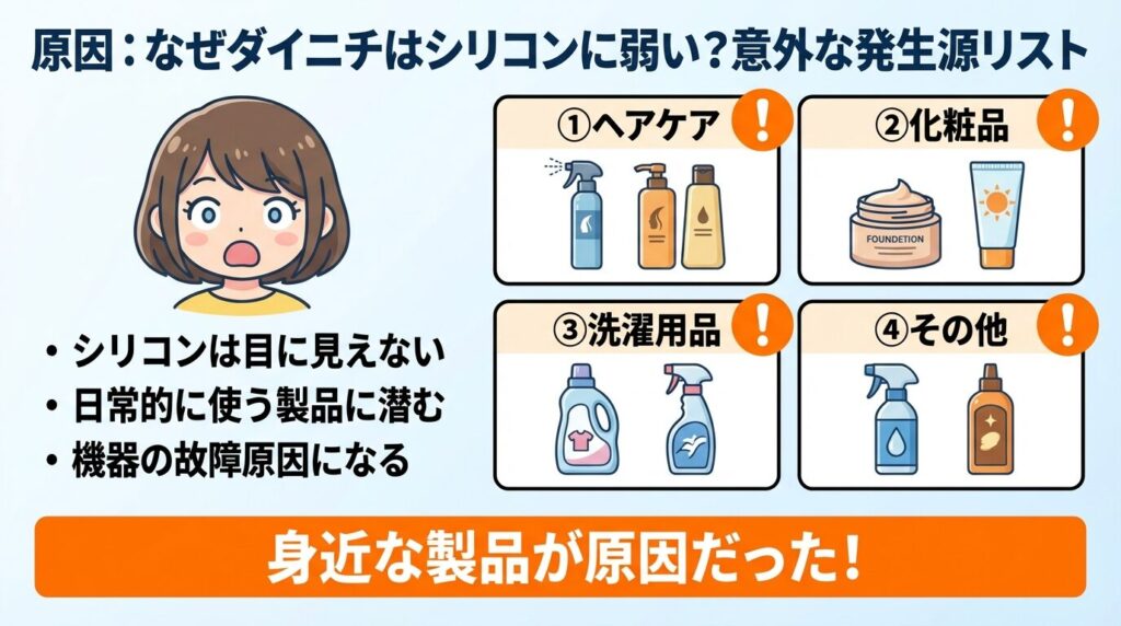 原因:なぜダイニチはシリコンに弱い?意外な発生源リスト