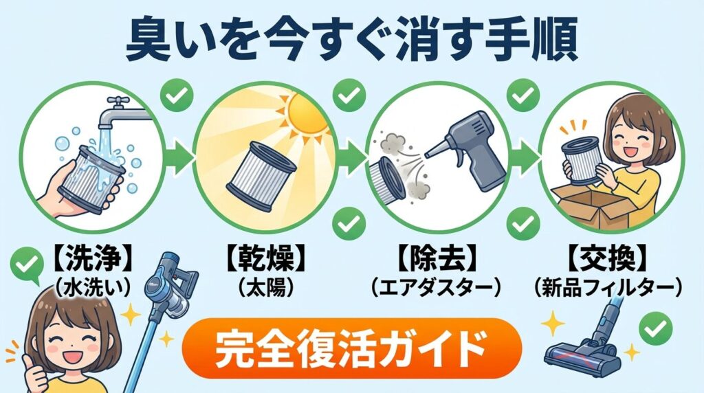 ダイソン 掃除機 フィルター 臭いを今すぐ消す手順（洗浄・乾燥・交換・予防まで