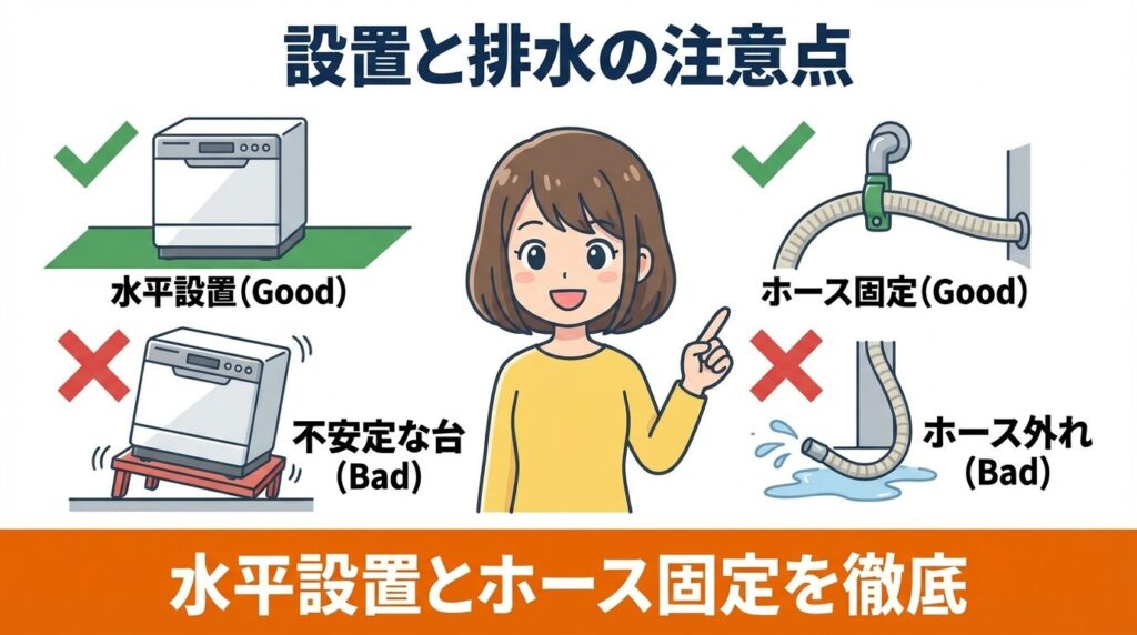 タンク式食洗機ならではの設置と排水の注意点