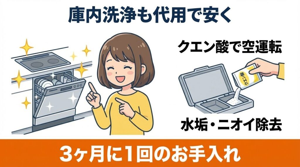 庫内洗浄（メンテナンス）も代用品で安く済ます
