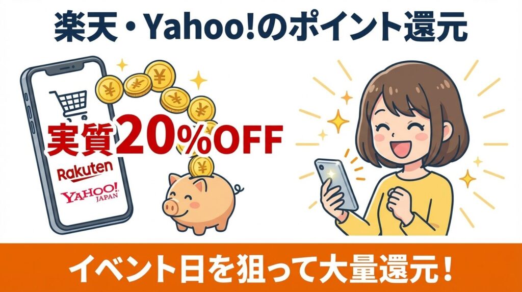 楽天・Yahoo!などのポイント高還元を狙う