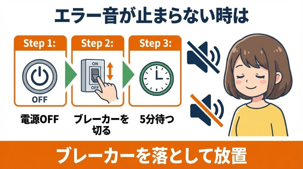 エラー音が止まらない時のリセット手順