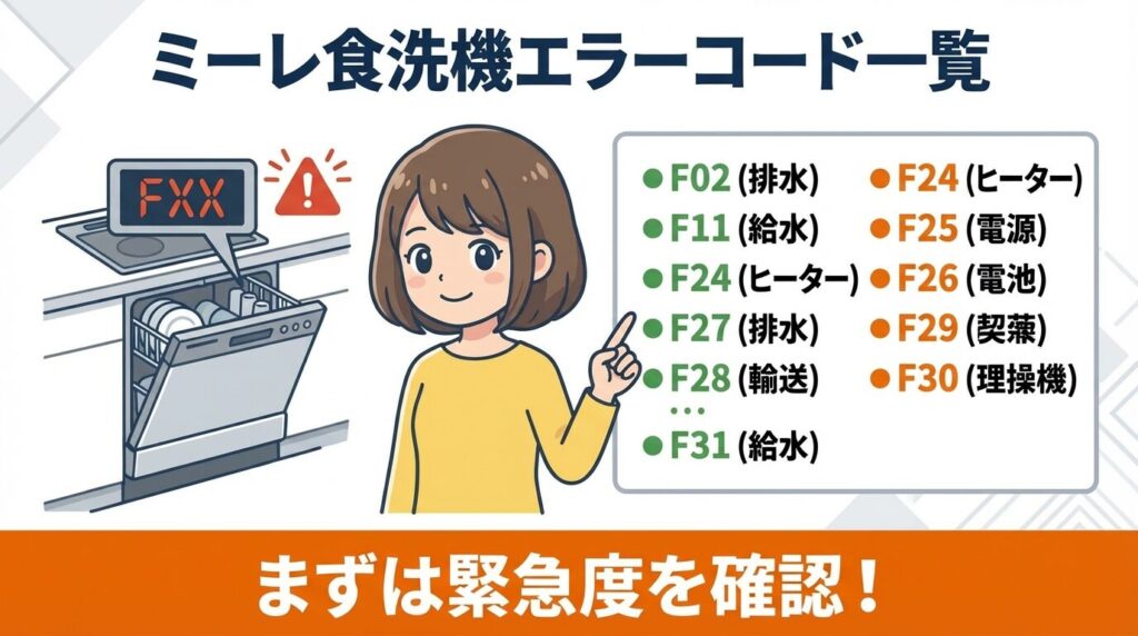 【ミーレ食洗機エラーコード一覧】と緊急度別対処法