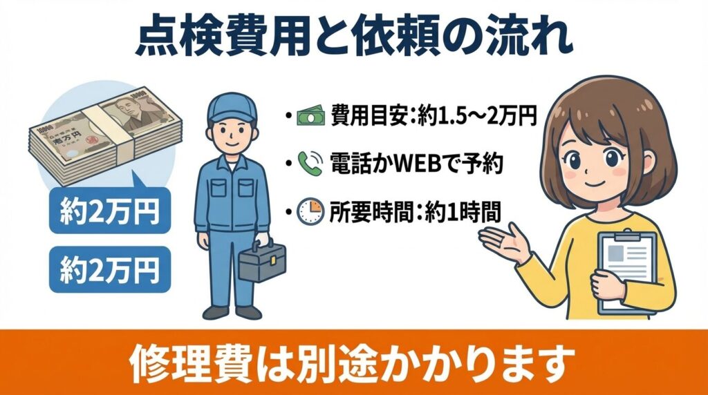 点検費用相場は約2万円！メーカー依頼の流れ