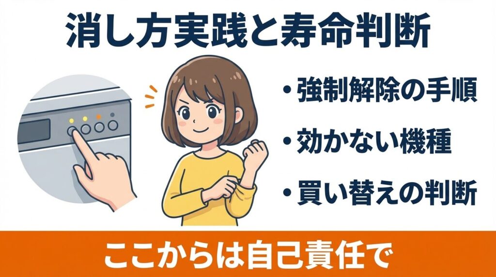 パナソニック食洗機点検ランプの消し方実践と寿命判断