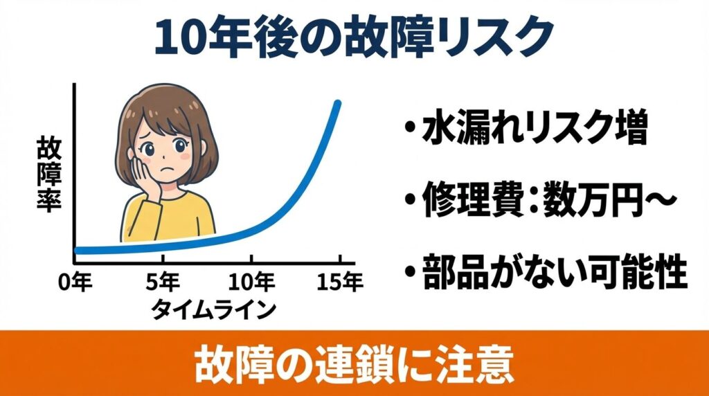 10年経過した食洗機の故障リスクと修理費用の比較