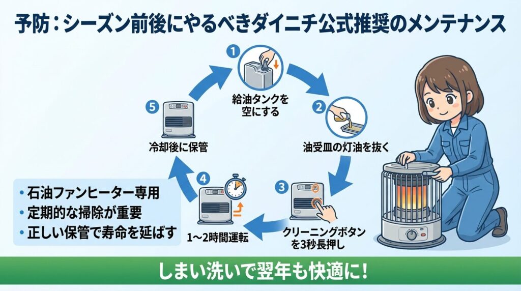 予防:シーズン前後にやるべきダイニチ公式推奨のメンテナンス
