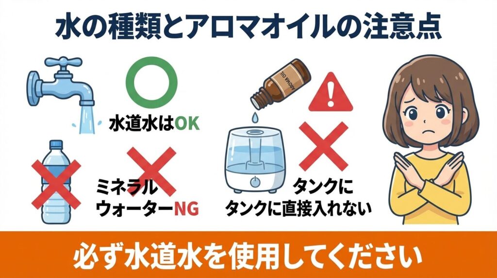 使用する水の種類とアロマオイルの注意点