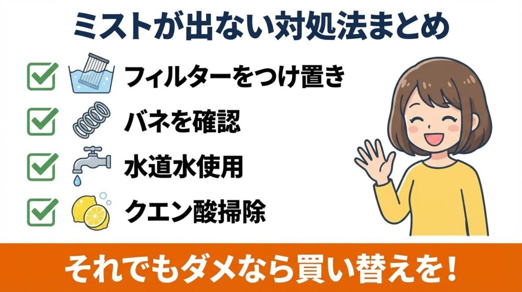 ニトリの加湿器ミストが出ない対処まとめ