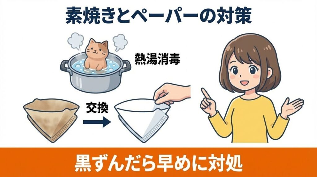 ペーパー・素焼き加湿器の黒ずみ対処法