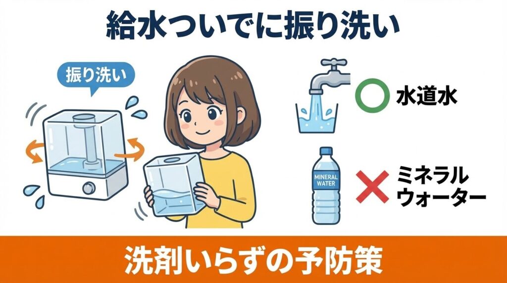 毎日の給水時にできるヌメリ防止策