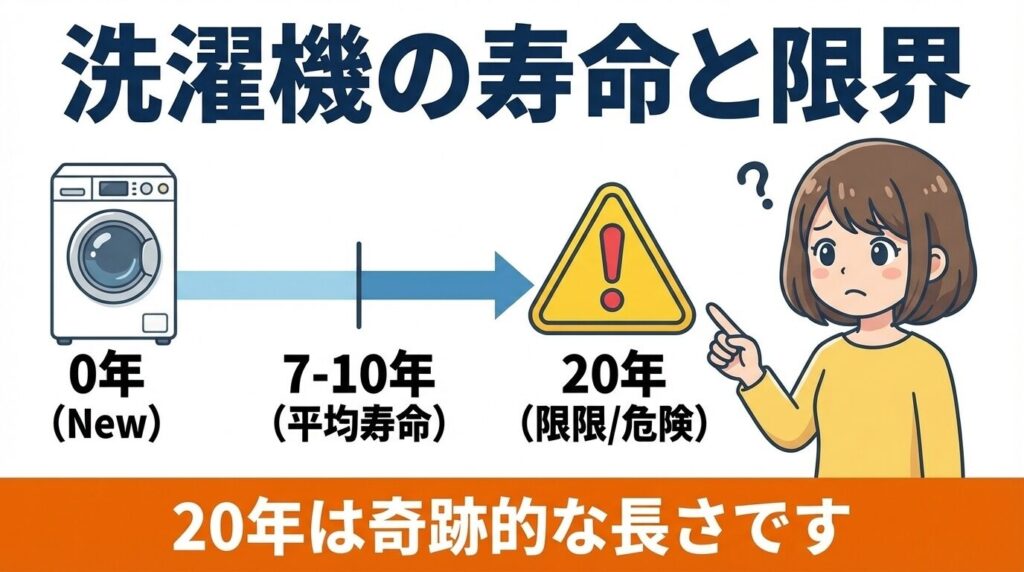洗濯機の寿命は20年?平均何年で限界か