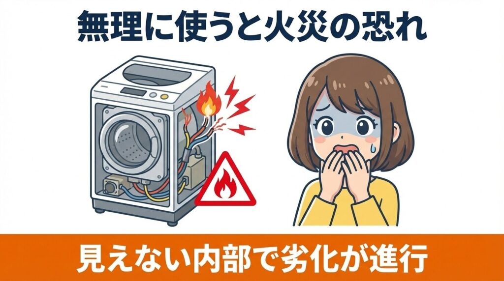 無理に使い続けると火災の恐れも