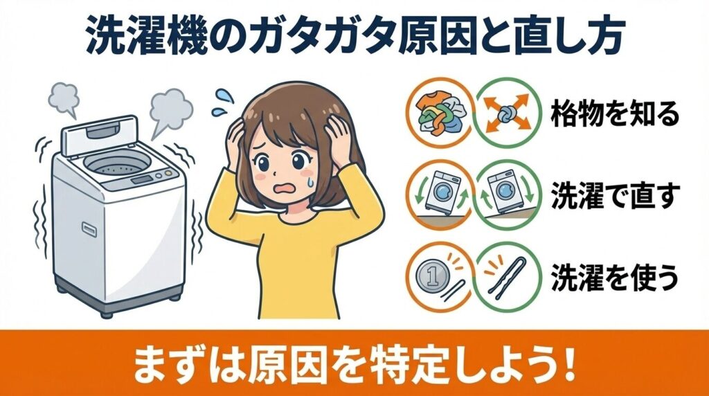 洗濯機の脱水がガタガタする原因と直し方