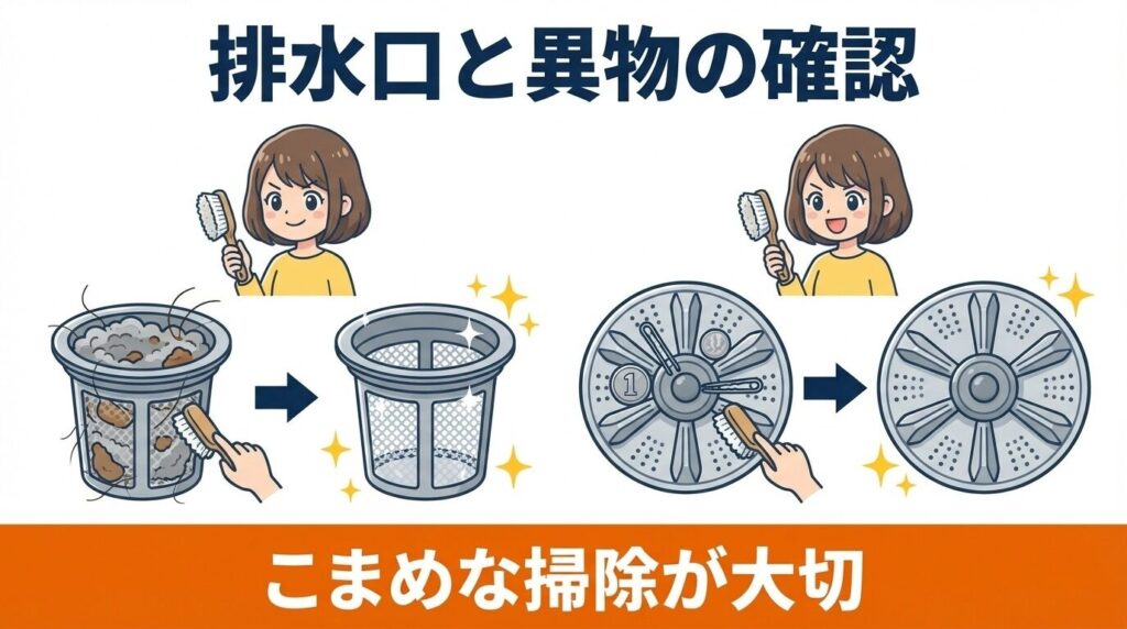 排水口の詰まりや異物の確認・除去方法