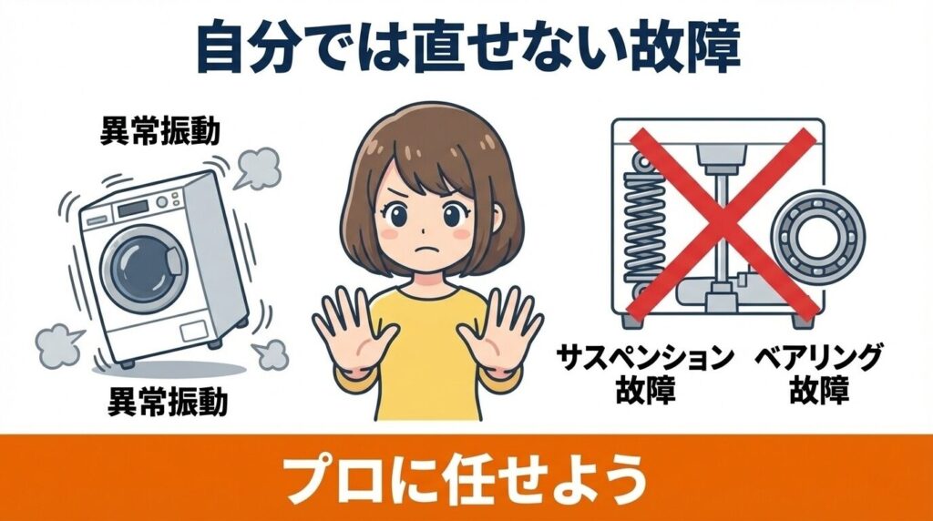 自分では直せない吊り棒や軸受の故障症状