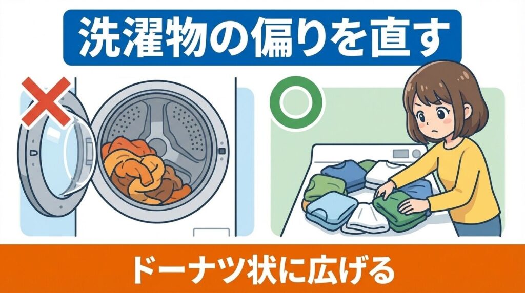 洗濯物の偏りと量を3分で調整する