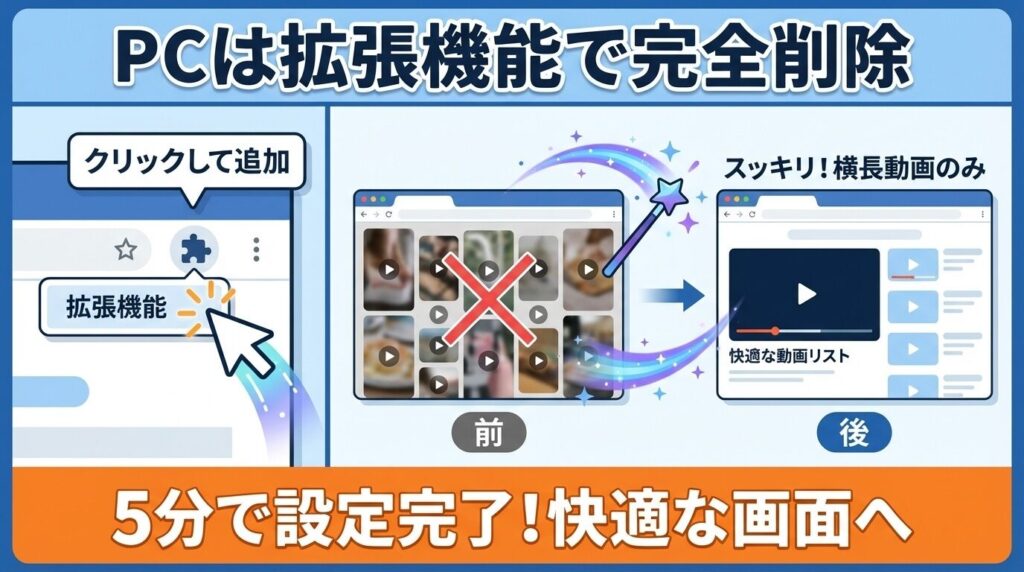 PC版で拡張機能を使いショート動画を完全に消す