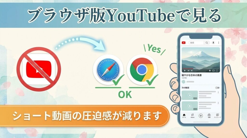 スマホのブラウザ版YouTubeを利用して表示を避ける