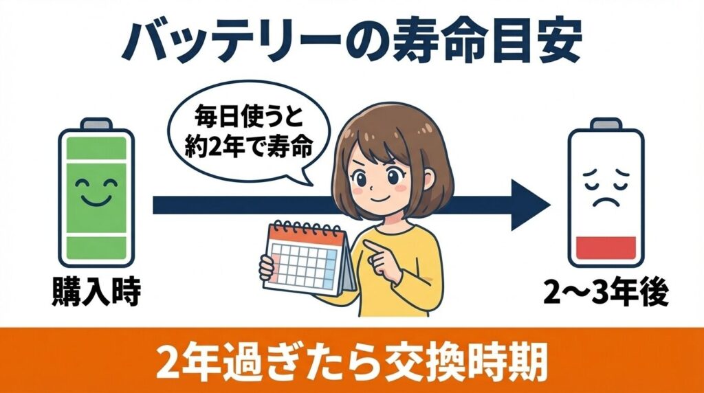 購入から2年以上なら電池劣化の可能性が濃厚