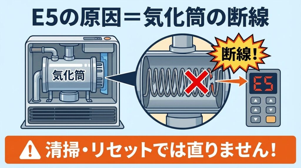 E5は気化器ヒーターの故障・断線が原因