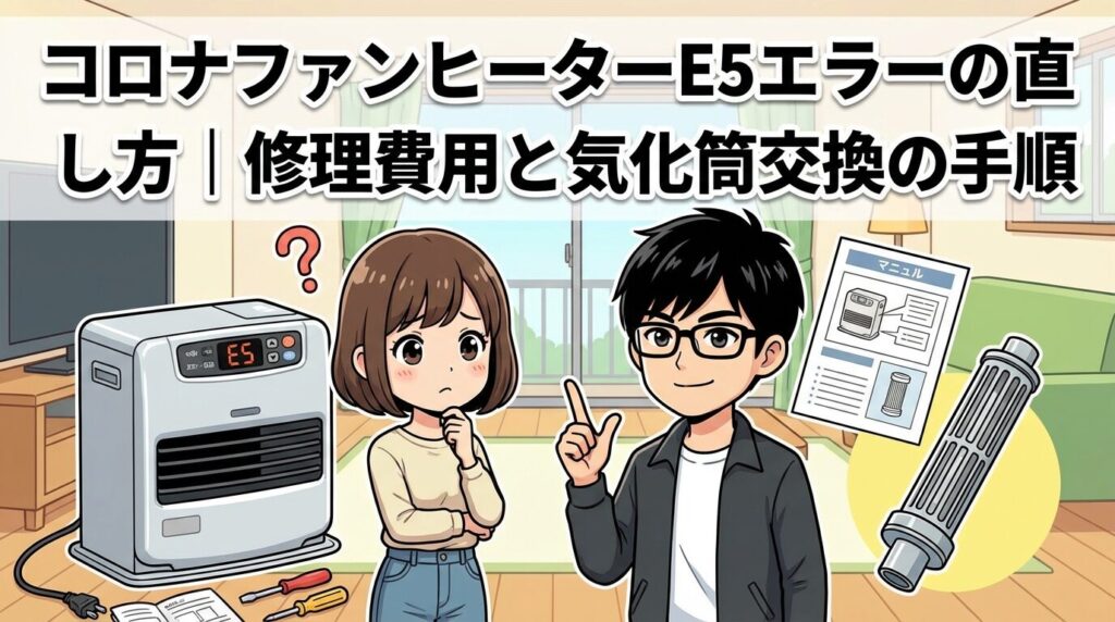 コロナファンヒーターE5エラーの直し方｜修理費用と気化筒交換の手順