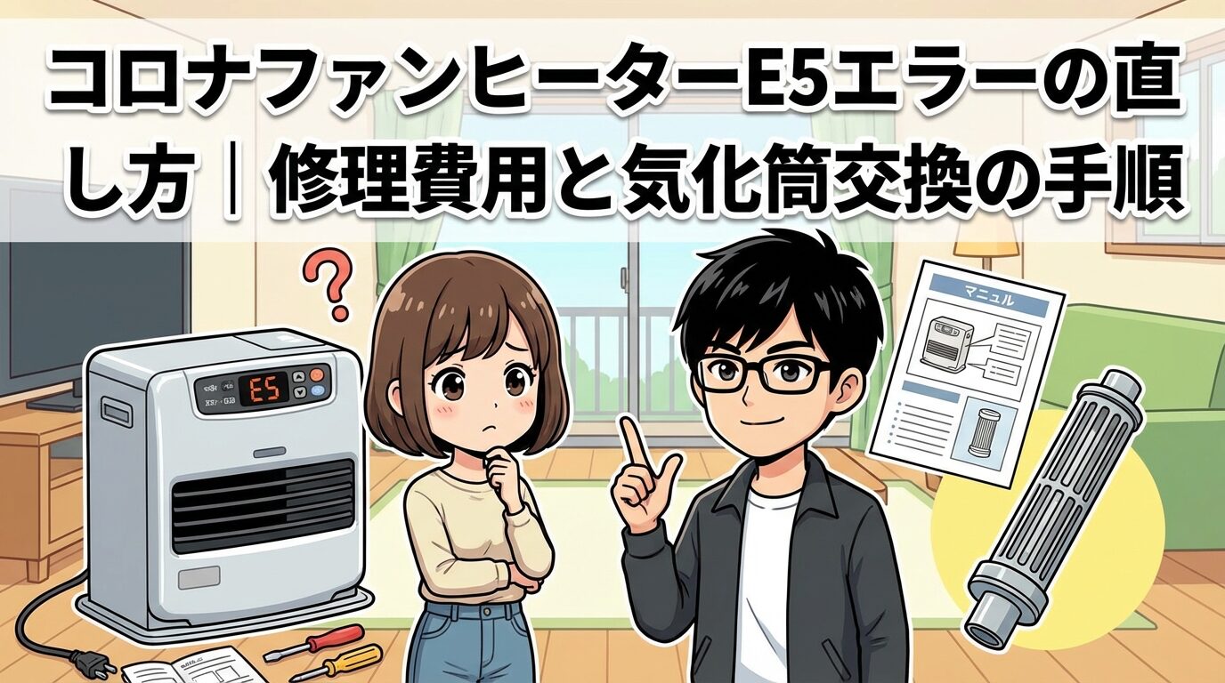 コロナファンヒーターE5エラーの直し方｜修理費用と気化筒交換の手順