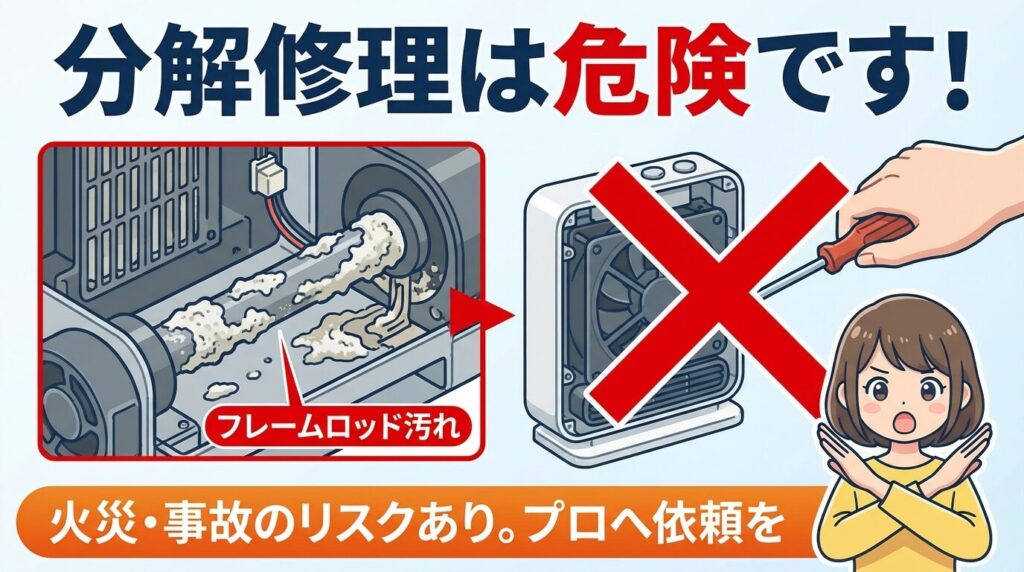 内部のフレームロッド汚れと本格クリーニング