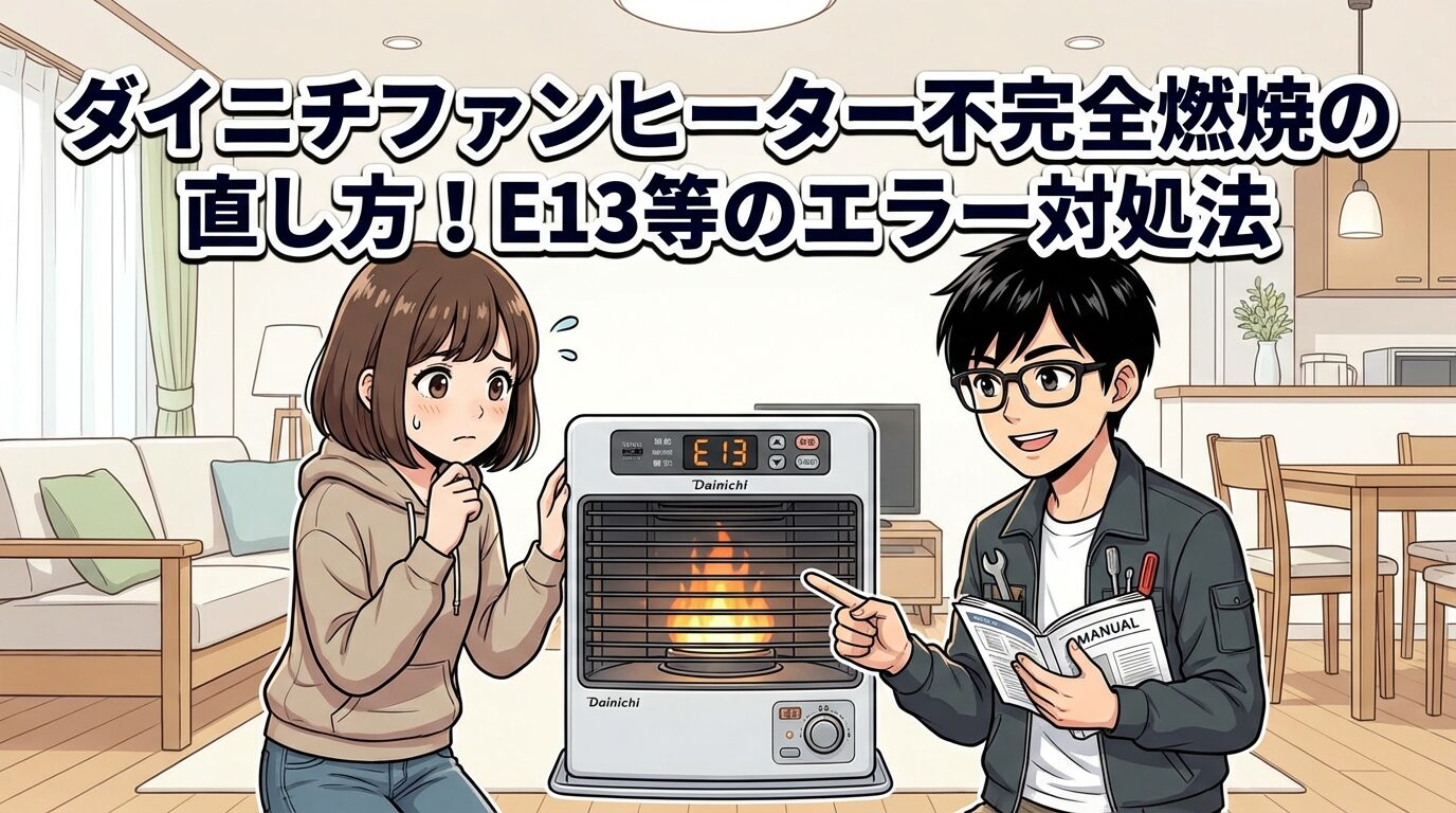 ダイニチファンヒーター不完全燃焼の直し方!E13等のエラー対処法