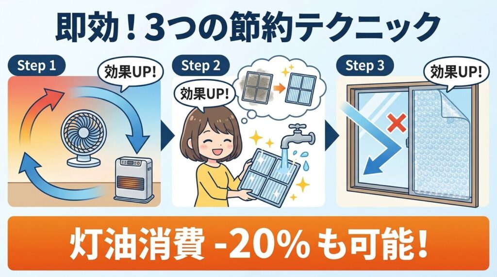 今日からできる！灯油消費を劇的に抑える3つの即効テクニック