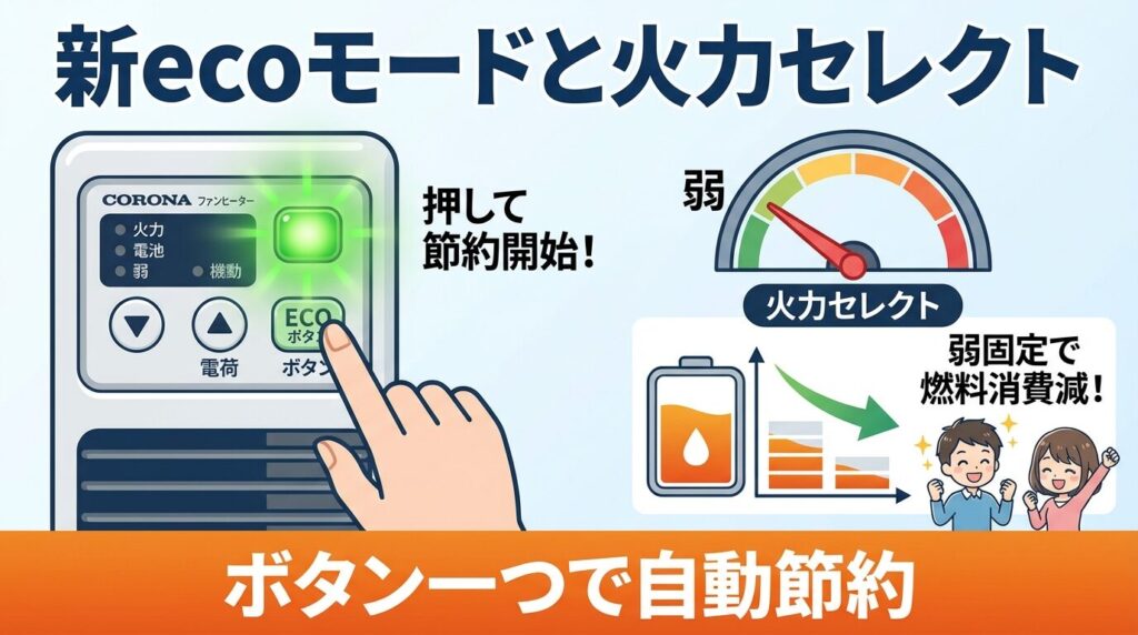 コロナ独自の「新ecoモード」と「火力セレクト」活用術