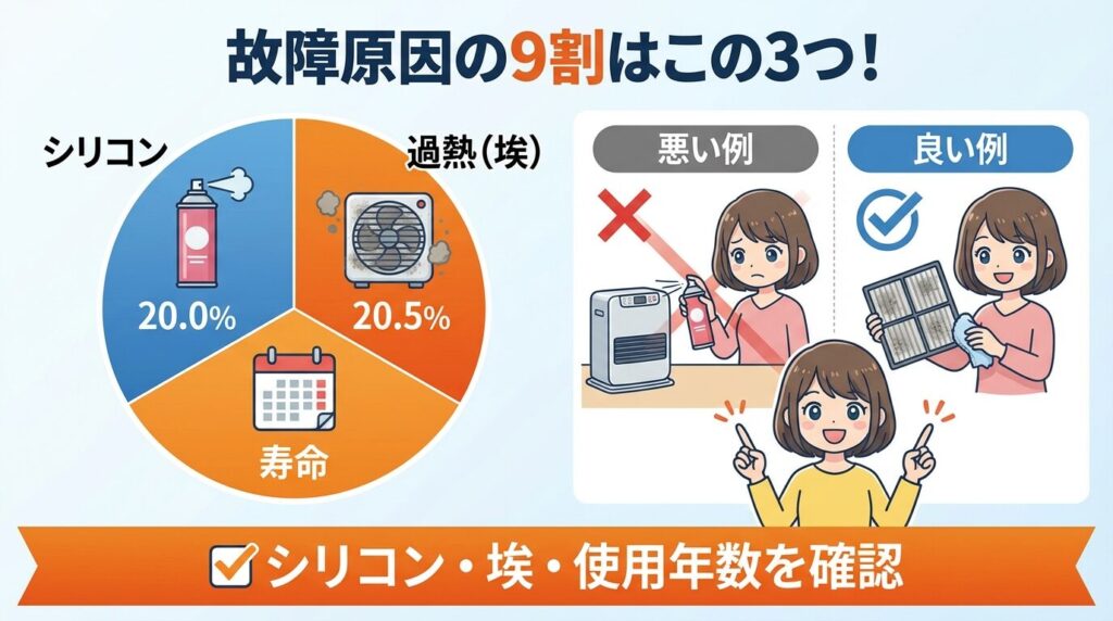 原因は過熱・シリコン・寿命の3つが9割