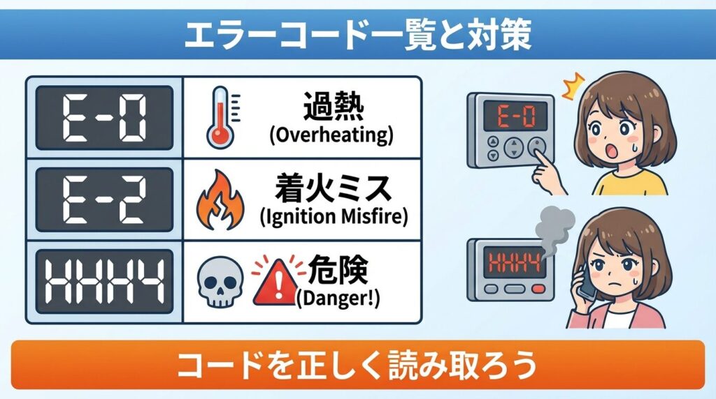 E-0やE-2などエラーコード別の意味