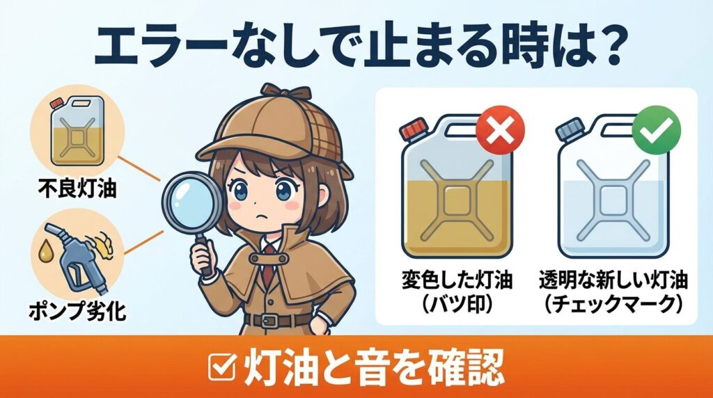 エラー表示なしで止まる場合のチェック点