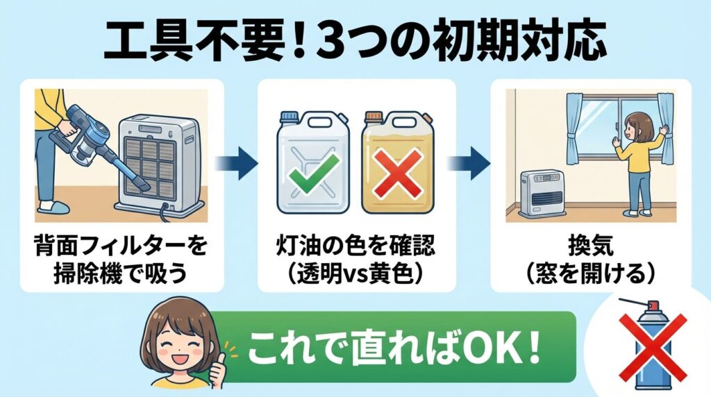 点火しない・すぐ消える・白煙が出る場合の初期対応