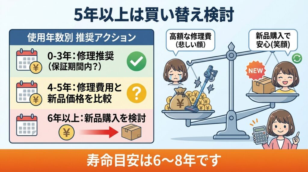 修理費用は高い？5年以上なら寿命の可能性