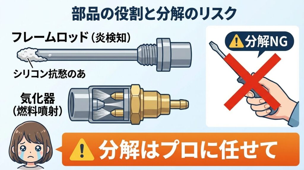 自分で直せる？「フレームロッド」と「気化器」の役割