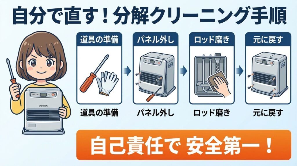 ダイニチファンヒーター点火不良を自分で直す分解手順