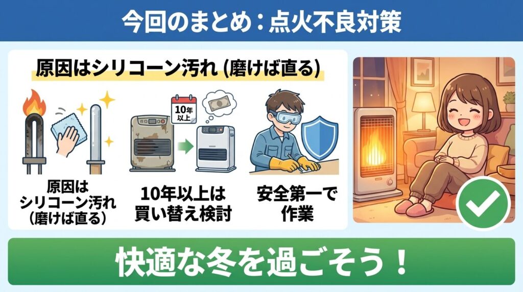 まとめ：ダイニチファンヒーター点火不良の対策