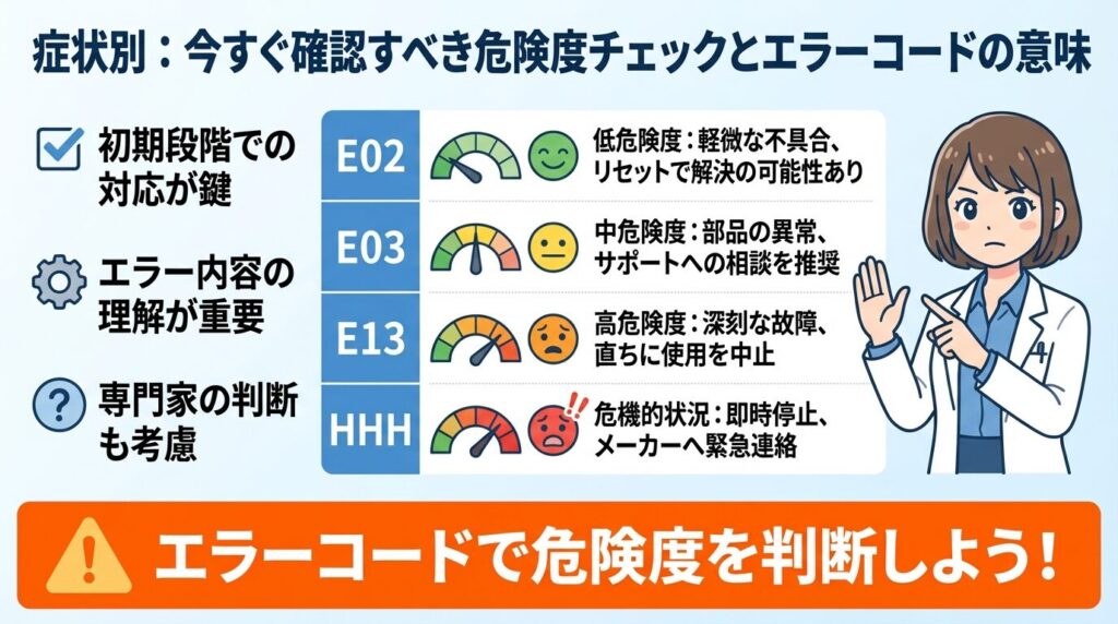 症状別:今すぐ確認すべき危険度チェックとエラーコードの意味