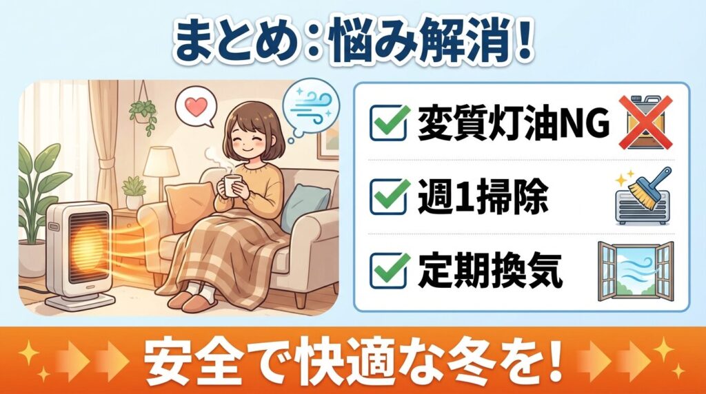 まとめ：ファンヒーターが灯油臭い悩み解消