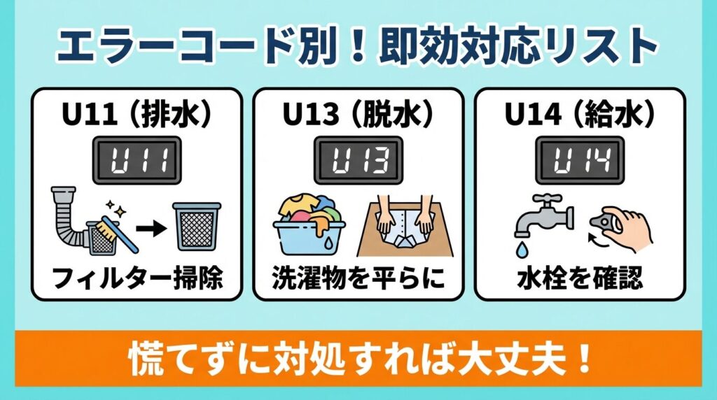 U11・U13・U14などエラーコード別の対応手順