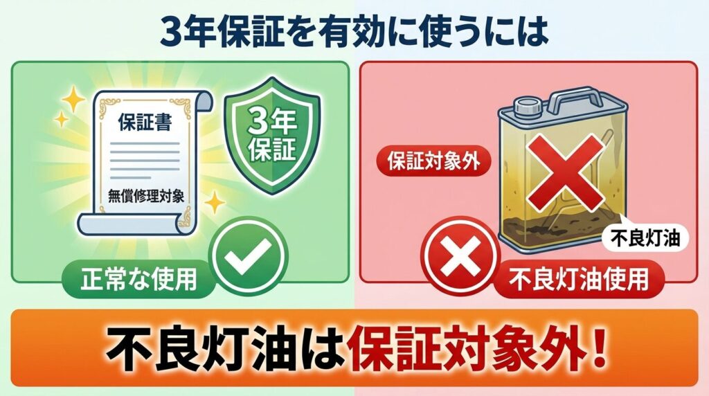 保証期間内（3年）の無償修理と対象外になるケース