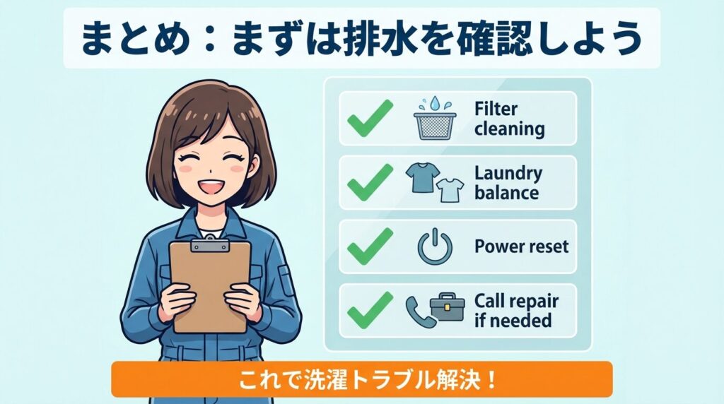まとめ:パナソニック洗濯機がすすぎで止まる時はまず排水確認