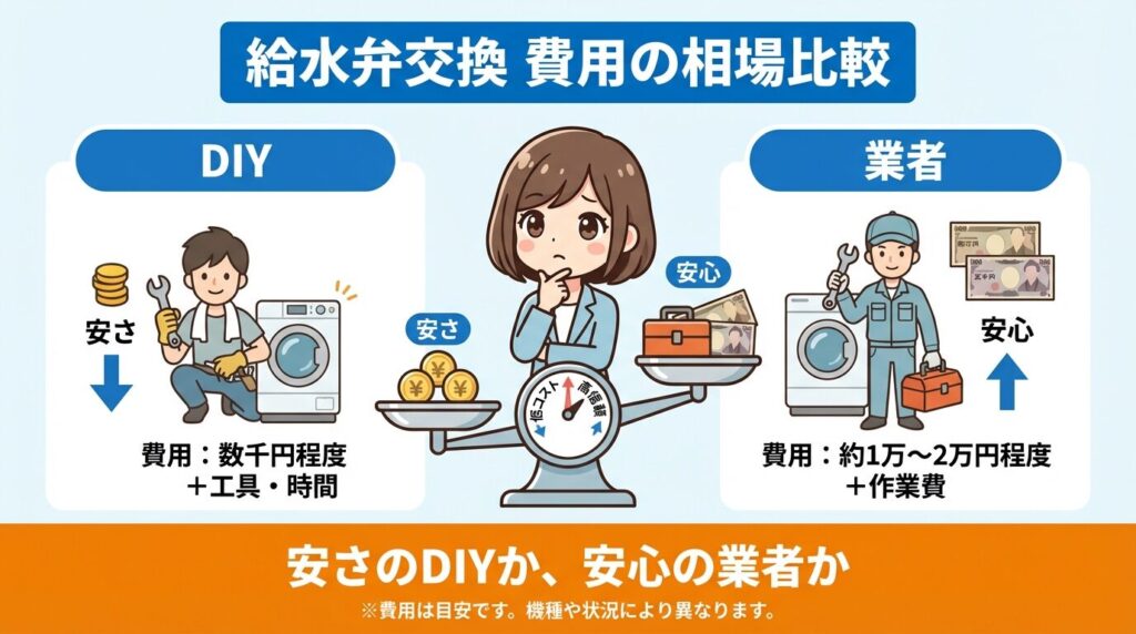 パナソニック洗濯機の給水弁交換費用と業者・DIYの相場比較