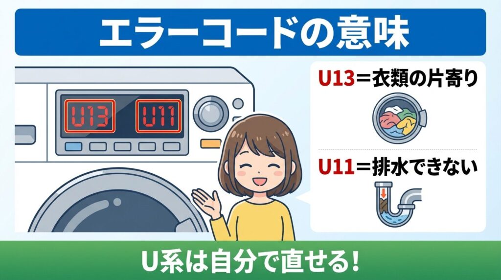 U11やU13などエラーコードの意味を確認