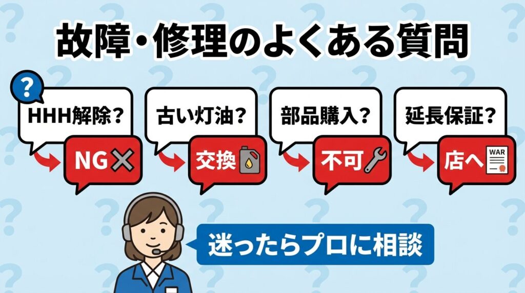 ダイニチファンヒーターの故障・修理に関するQ&A