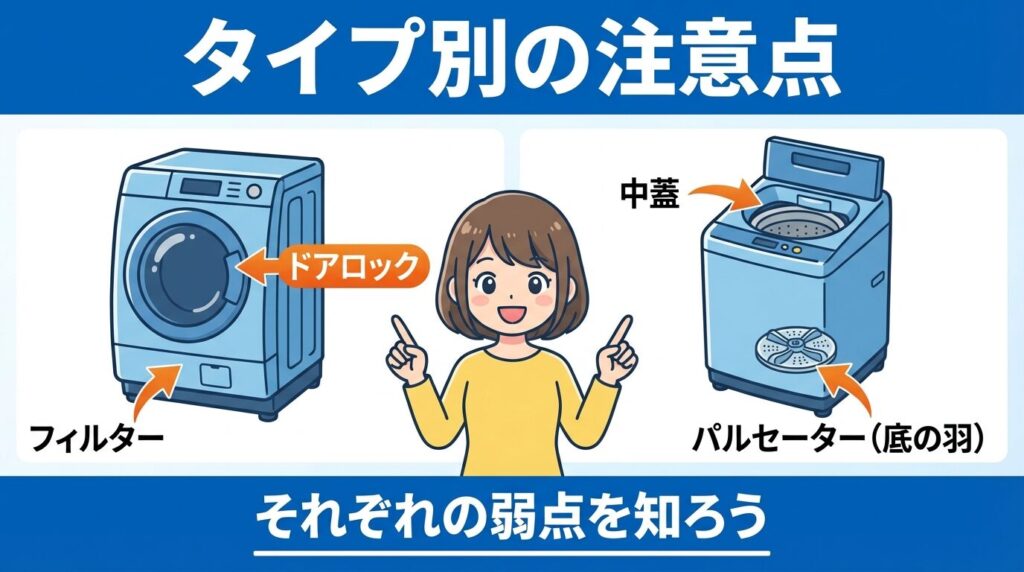 ドラム式と縦型で異なる脱水不良の注意点