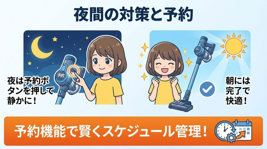 夜間の騒音対策と予約機能を活用した開始時間のコツ