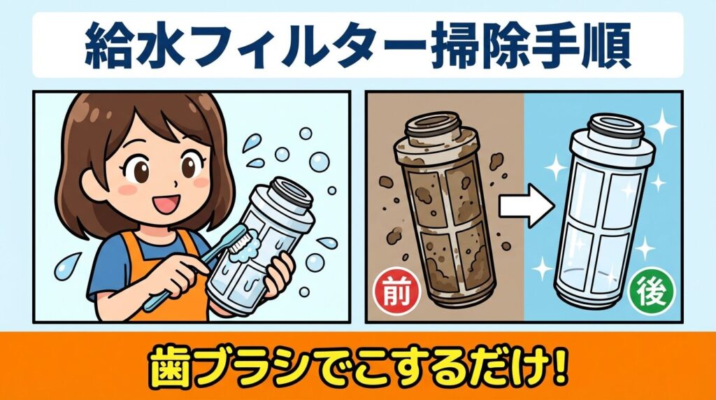 給水フィルターの掃除で直るか確認する